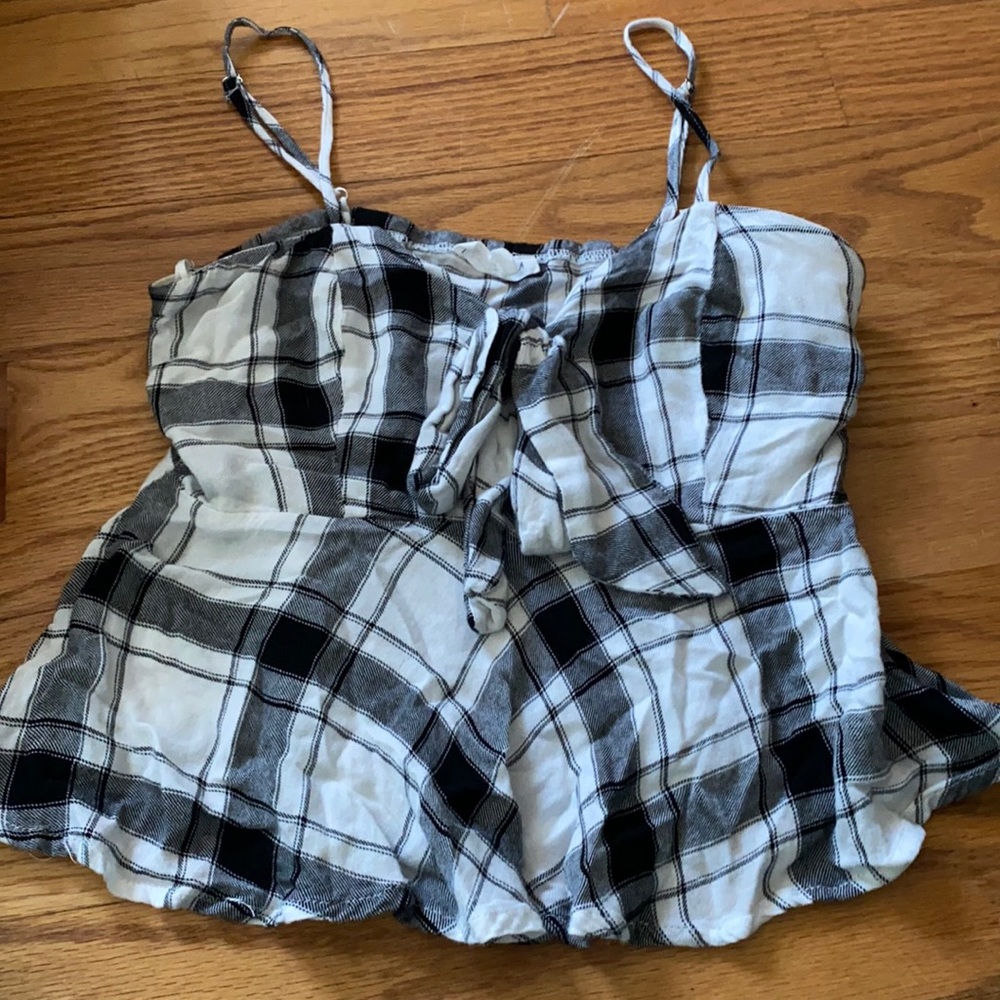 Plaid tank with adjustable straps and zipper